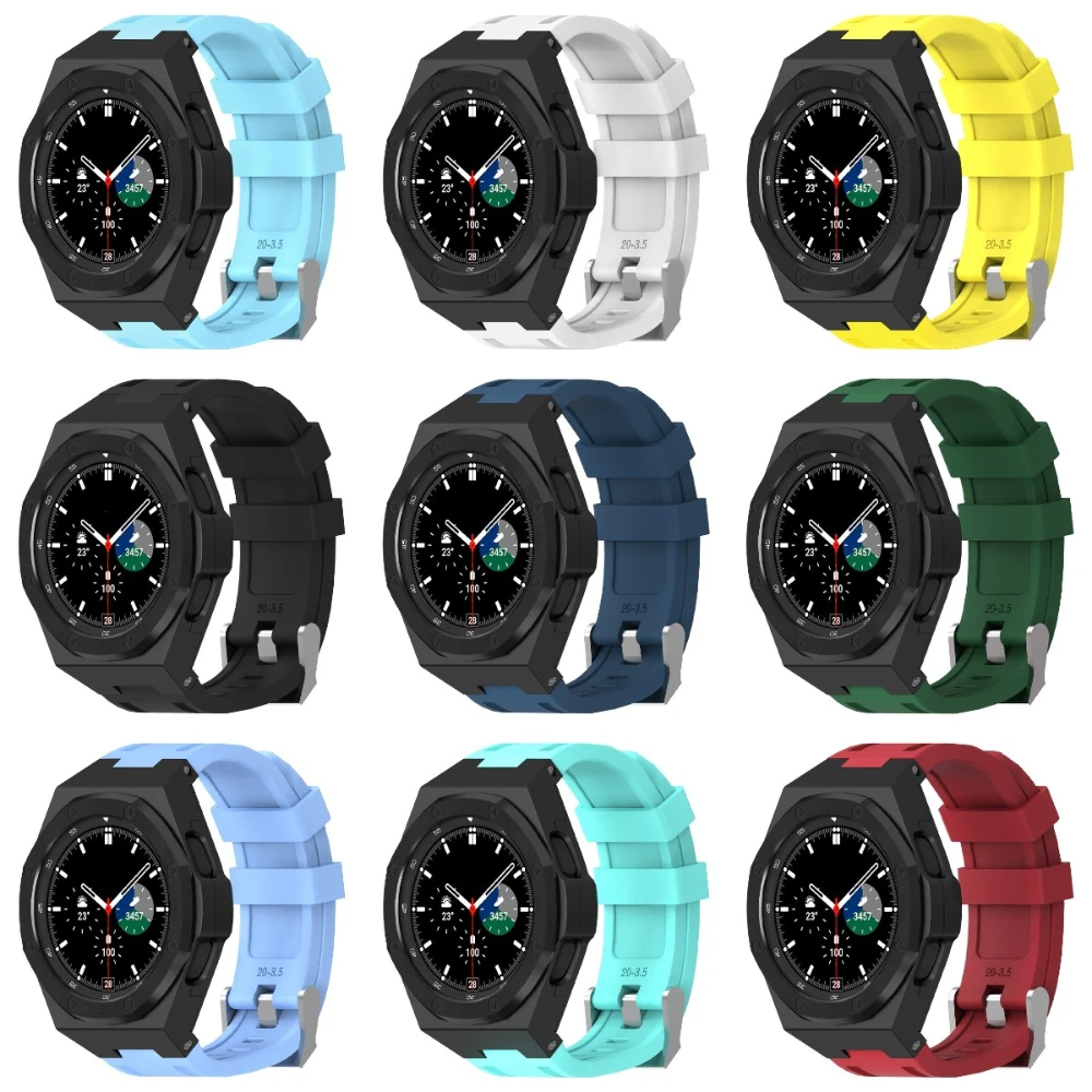 Modification Kit Strap for Samsung Galaxy Watch 4 Classic 46mm High-end Stainless Steel Case for Watch 4 Classic 46mm Wristband