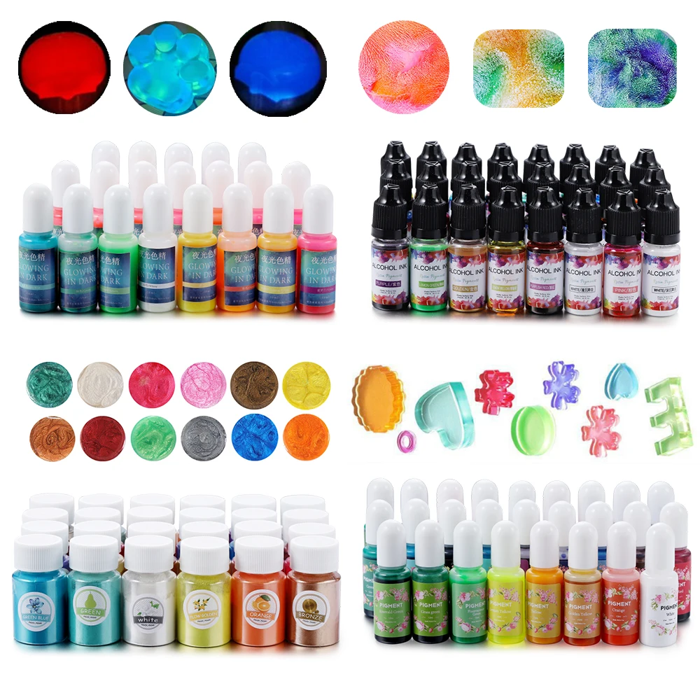 Kit de pigmento de resina epoxi de 6-26 colores, Molde de resina epoxi en polvo de Mica, colorante líquido, resina, joyería, manualidades, herramientas de fabricación de arte