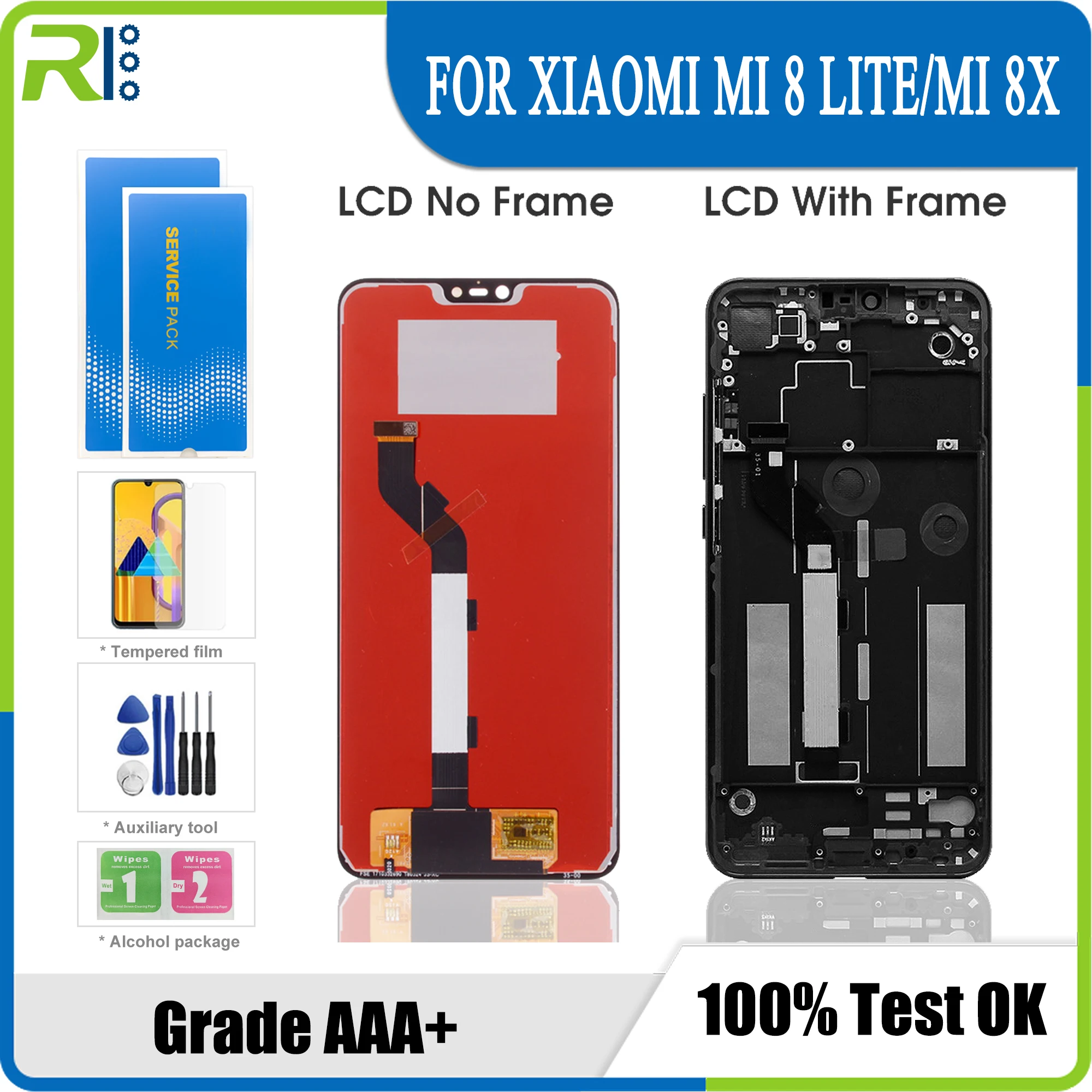 

For Xiaomi Mi 8 Lite LCD display touch screen Digitizer mounting with frame display for Mi 8 lite repair parts