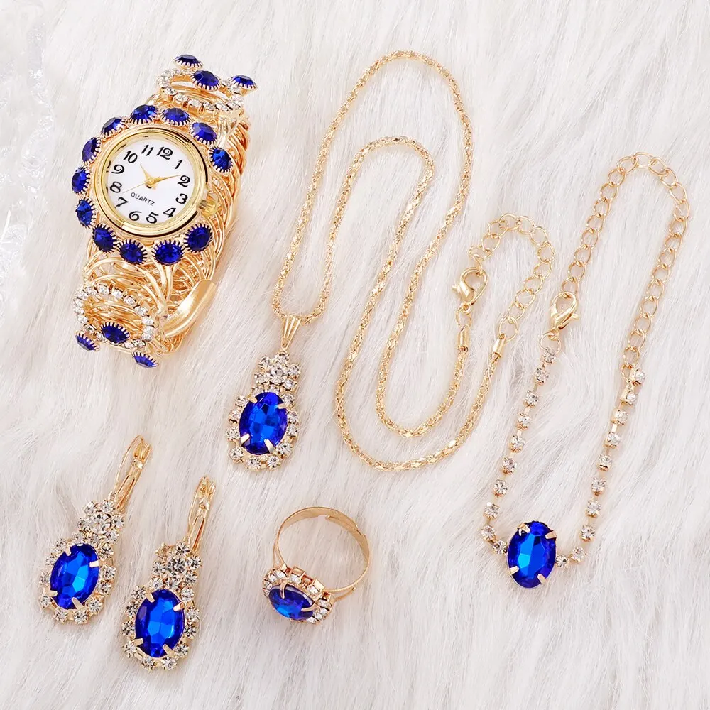 6 шт./комплект женские кварцевые часы с браслетом