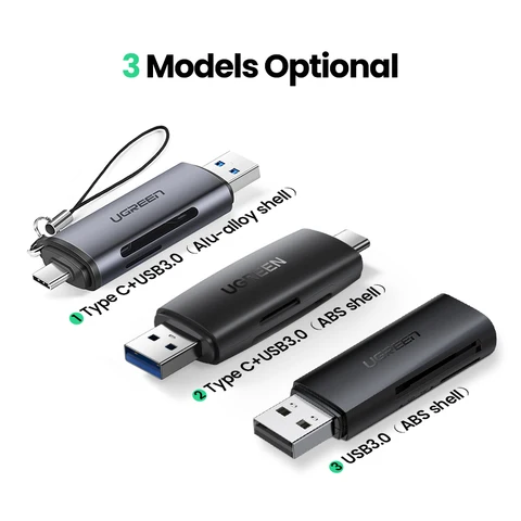 UGREEN Кардридер USB 3.0 & USB C для SD, Micro SD, TF