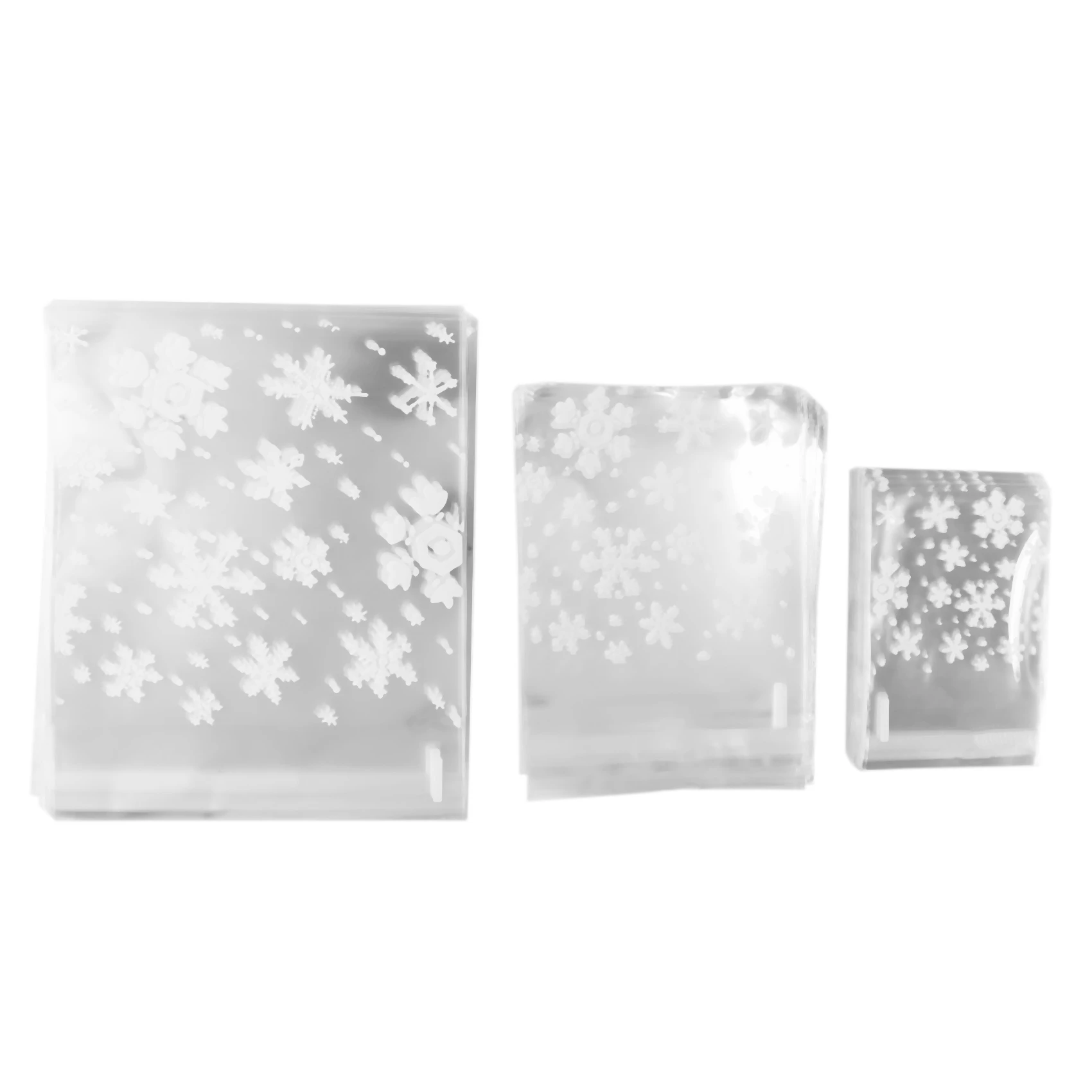 

300 Counts Resealable Cellophane Christmas Party Snowflake Cookie Candy Treat Gift Bags in 3 Sizes