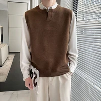 autumn sweater vest men slim fashion 8 colors casual knit pullover men korean sleeveless sweater mens knitted vest m 3xl