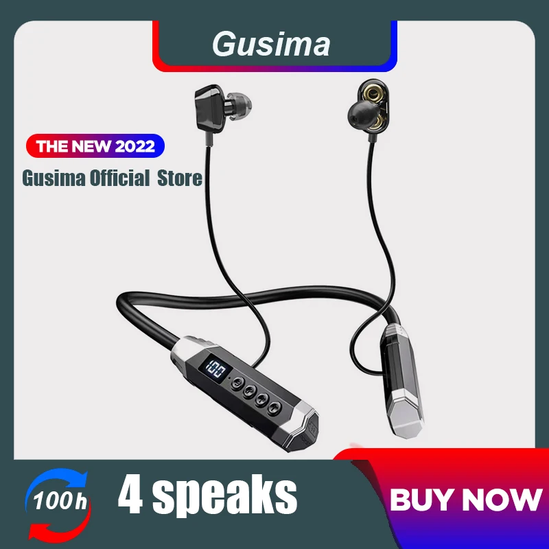 

100 hour Wireless Headphones Neckband Bluetooth Earphone 4 loudspeaker 12D Stereo Bass With Microphon Auriculares Sport Headset