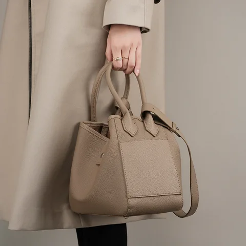Женская сумка-ведро Zency в новом стиле, роскошная дизайнерская сумочка через плечо из натуральной кожи в стиле ретро, маленькие кошельки с ручками сверху