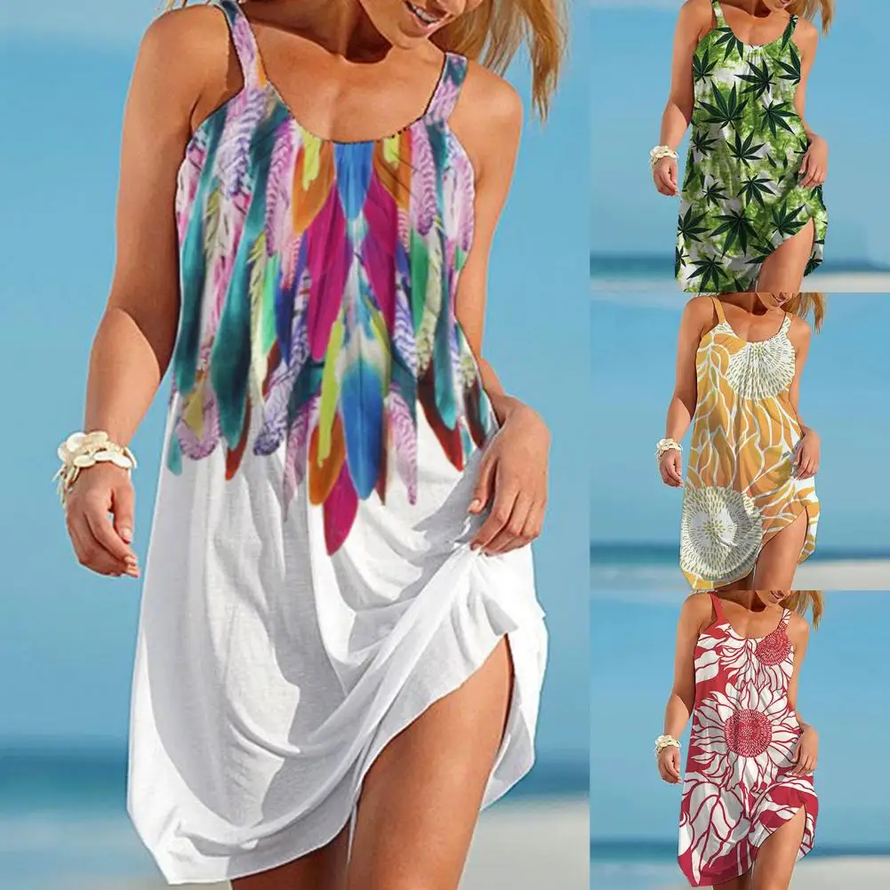 

Женское Брендовое пляжное платье с 3D-принтом, сарафан без рукавов, пикантные платья-бикини, летнее праздничное пляжное платье для девушек