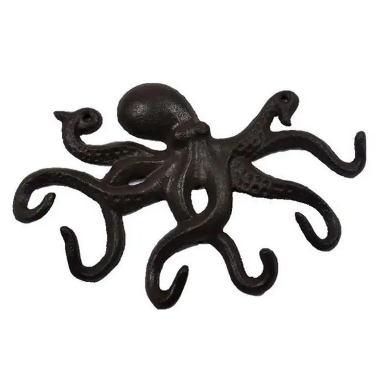 

Cast Iron Octopus Key Crafts Nordic Simple Wrought Iron Swimming Octopus Key Hook Octopus Hook Antique Decorative Hook With 6 Te