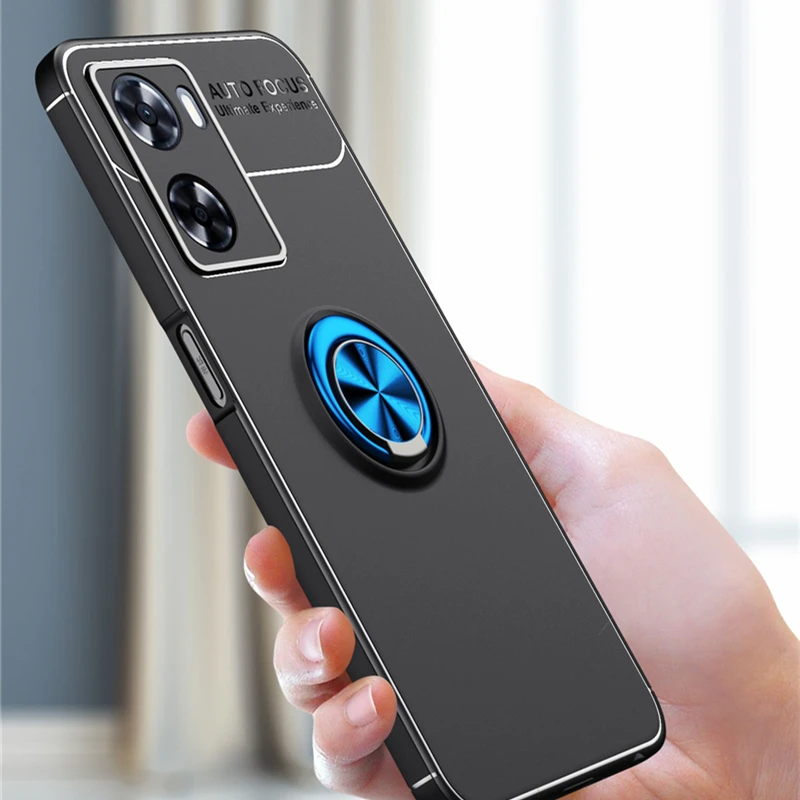 For Cover OPPO A57S Case For OPPO A57S Capas Shockproof Phone Back TPU Soft Ring Metal Holder For Cover OPPO A57S Fundas 6.56