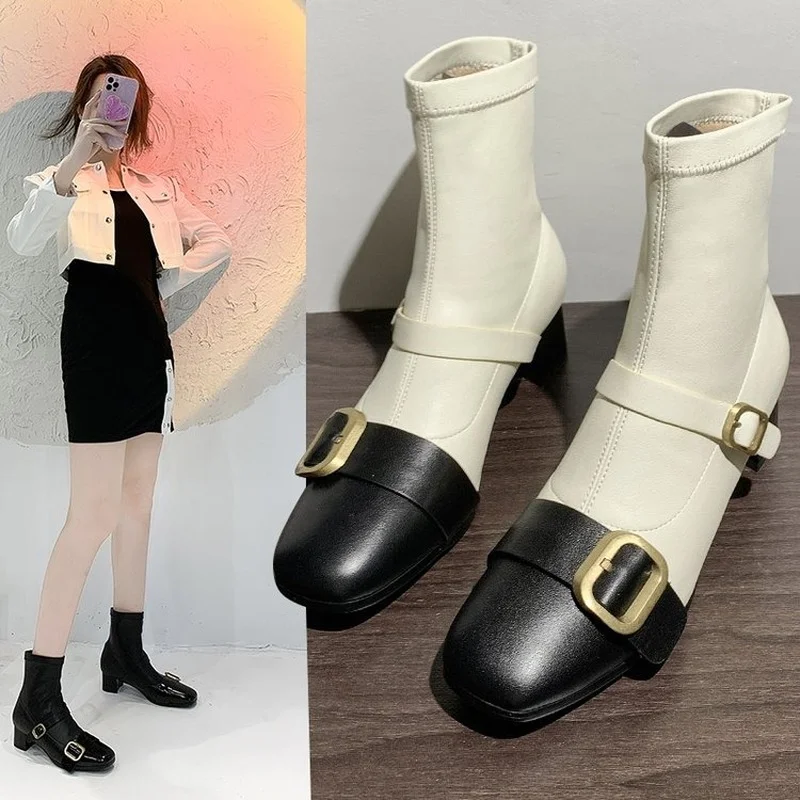 

2022 Ankle Boots Shoes Elegant Fashion Thick Heel Modern Boots Shoes Women's Boots Platform Fashion Boots Mid-tube Shoes Women