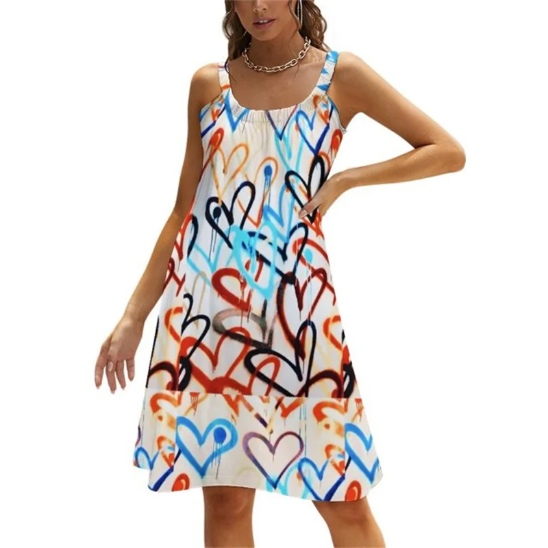 

Летние платья, новинка, платье с красным принтом, игровой костюм с карточками, модный трендовый сарафан с символикой в Корейском стиле, попу...