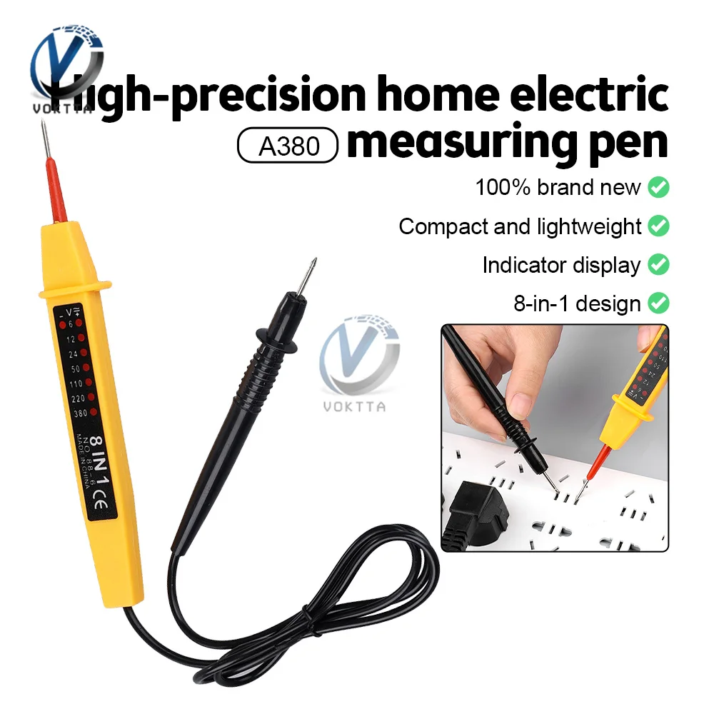 

8-in-1 Testing Voltage AC DC 6-380V Automobile Voltage Test Pen Detector Current Tester Detector Voltage Pen with LED Light