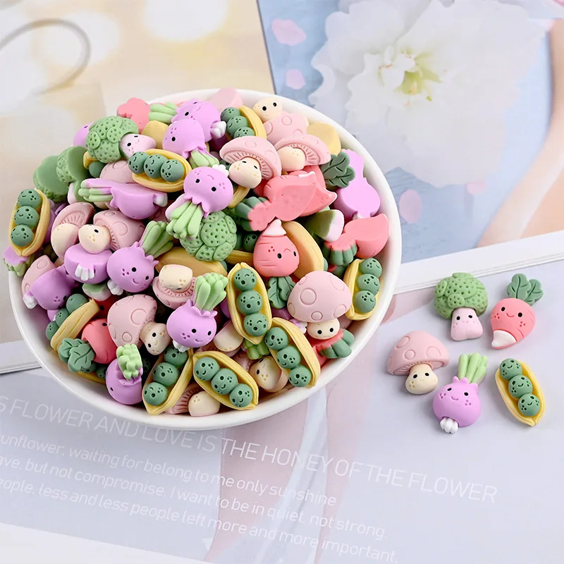 

Simulated Vegetable Resin Flatback Radish Cauliflower Bean Pod Accessories Hair Clip Shoe Buckle Mobile Phone Decoration Crafts