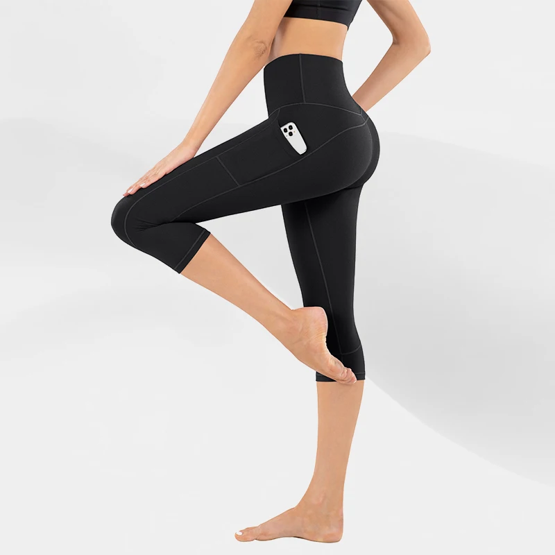 Fashion Spandex Yoga Pants Women High Waist Capris for Workout Fitness Running Naked Feeling Tights