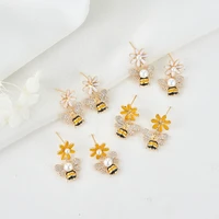 new fresh daisy flowers drip bees earrings ins fair maiden temperament joker diamond earrings earrings accessories