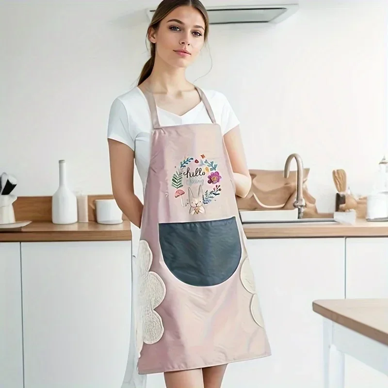 Модный Водонепроницаемый Кухонный Фартук С Рисунком И Карманом Регулируемая