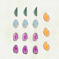 15pcs polished agate slices slab irregular geode slices jewelry making agate slices drilled stones pendant for diy windbell