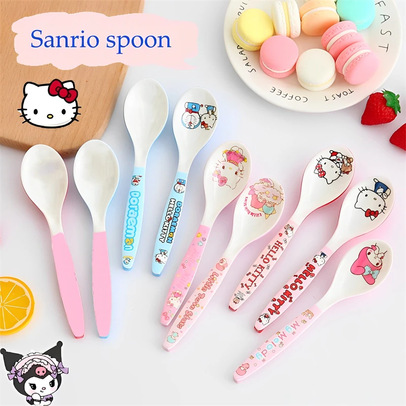 

Sanrio Kawaii Hello Kitty ложка мультфильм Гудетама меламин Детская осенняя ложка для еды Милая Бытовая ложка посуда