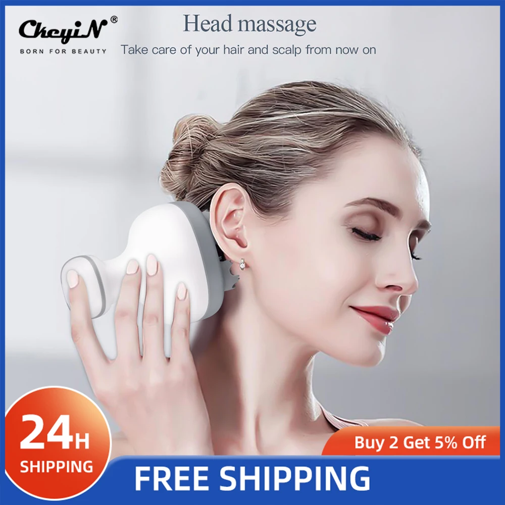 

CkeyiN Electric Wireless Head Massager Prevent Hair Loss Relax Smart Head Body Neck Deep Tissue Kneading Massage Scalp Device