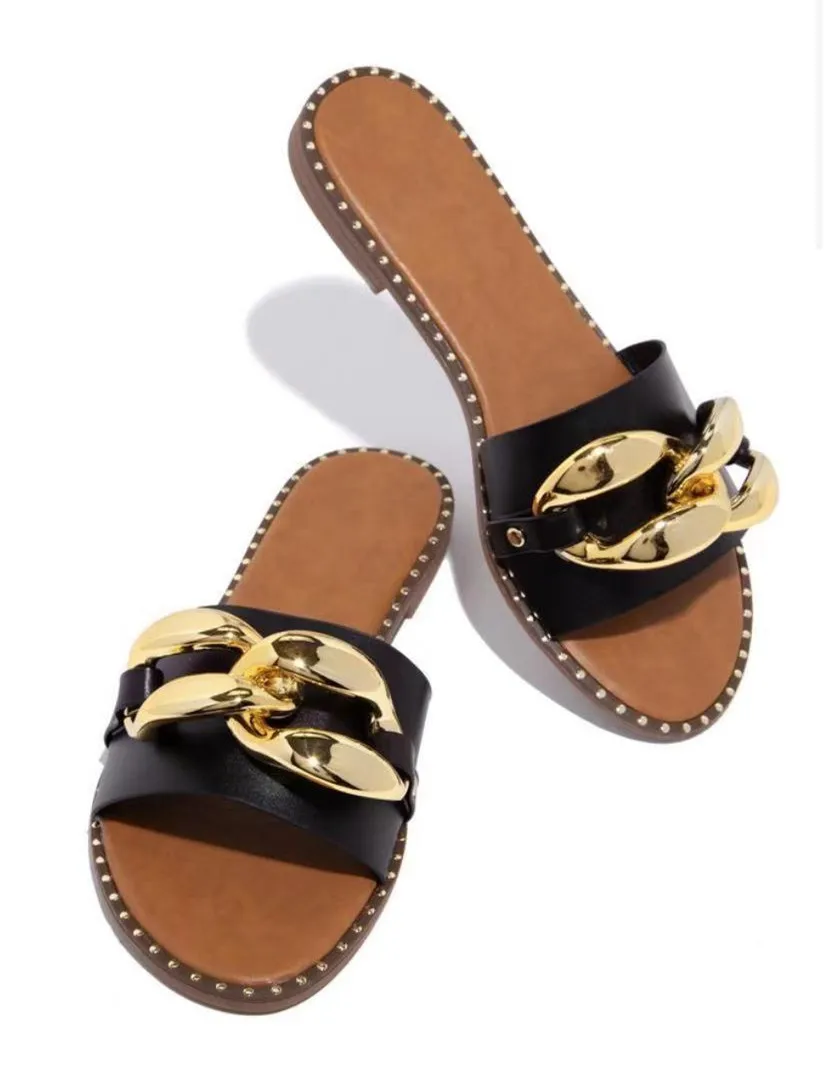 

Сланцы женские на плоской резиновой подошве, шлепанцы, модная обувь без каблука, роскошные римские скандалы из искусственной кожи, базовые ...