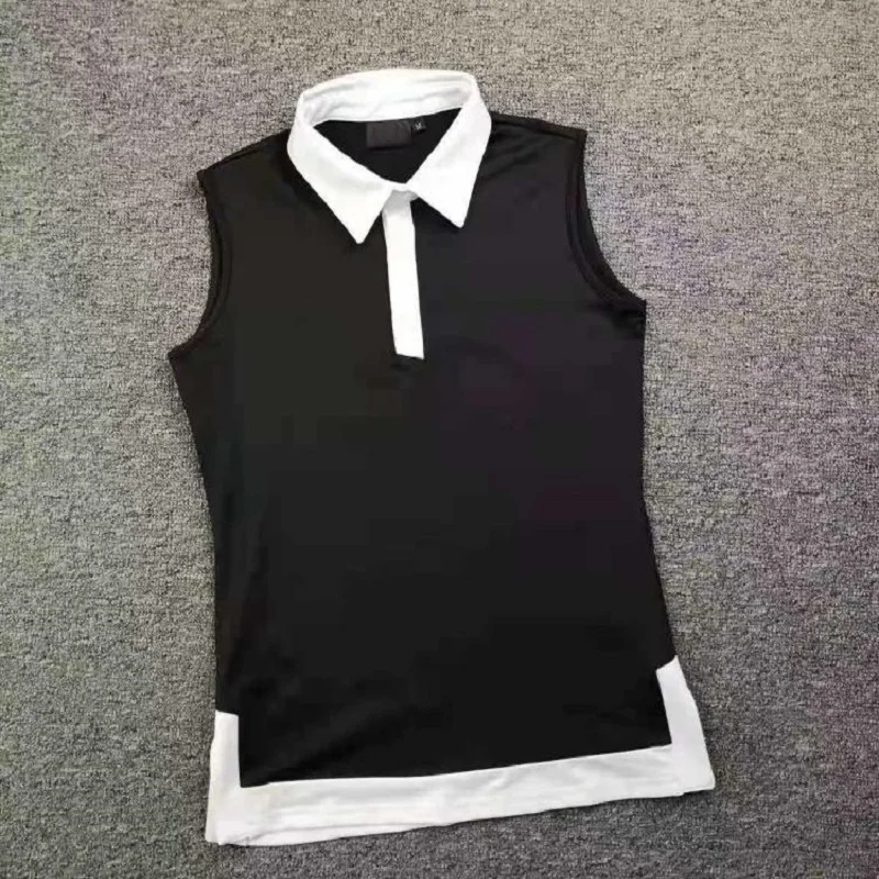 Golf clothing golf short-sleeved T-shirt women's sleeveless fashion Korean version slim all-match stretch white black