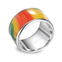 koaem finger ring womens anillos mujer interchangeable rainbow color resin stainless steel ring