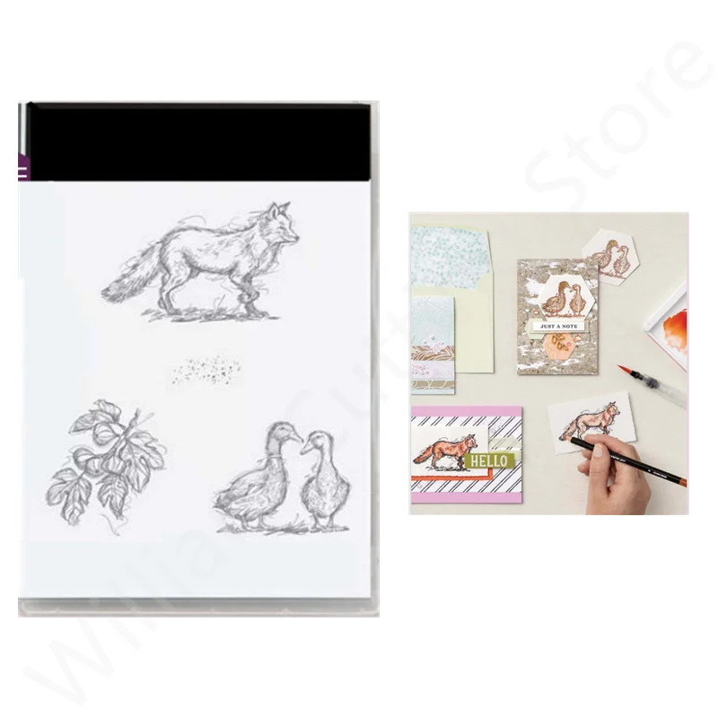 

Fox Duck Metal Cutting Dies and Clear Stamps For DIY Stencils Scrapbooking Embossed Card Decoration Seal Crafts 2022 New Arrival