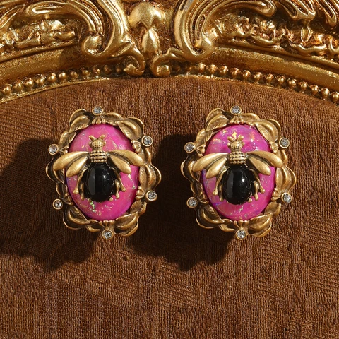 Серьги-гвоздики LOVE GREEN LIVE GREEN Опал Розово-розовые