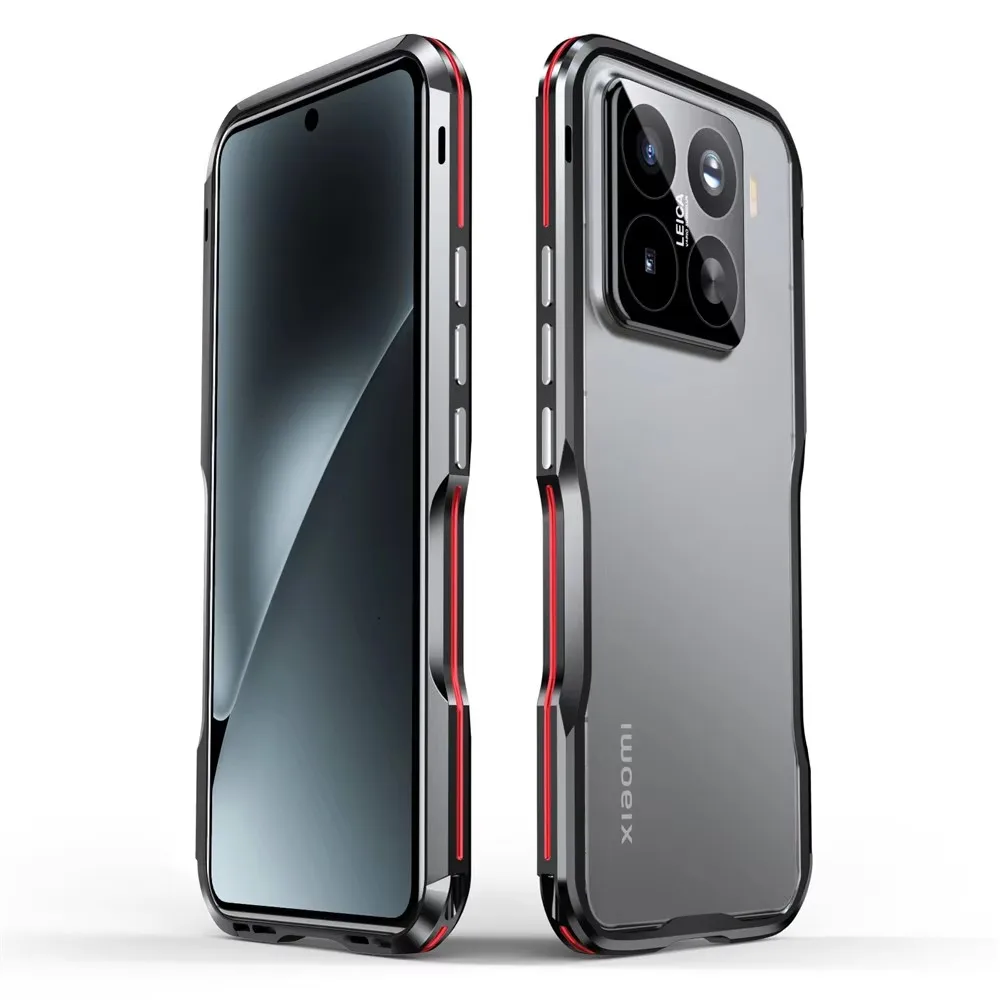 Чехол-бампер с металлическим каркасом для Xiaomi 15 Pro авиационный алюминиевый