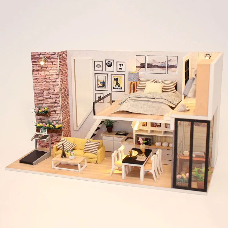 Набор для кукольного домика сделай сам деревянный миниатюрный домик с мебелью в