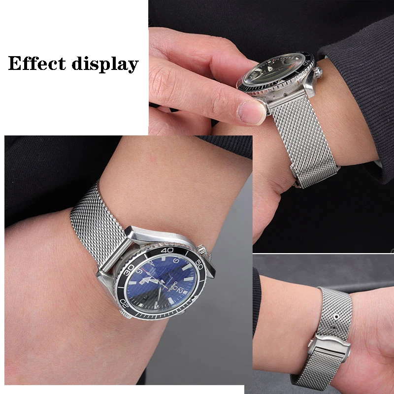 Premium-Grade Titanium steel Chain Strap For Omega 007 Seamaster Diver 300 Watch Band Replace Milanese Stainless Bracelet 20mm