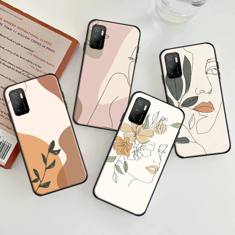 

Abstract Art Line Flower Girl Soft TPU Phone Case For Xiaomi POCO F3 GT X3 Pro X3 GT M3 M3 Pro X3 X3 NFC Coque Black Cover