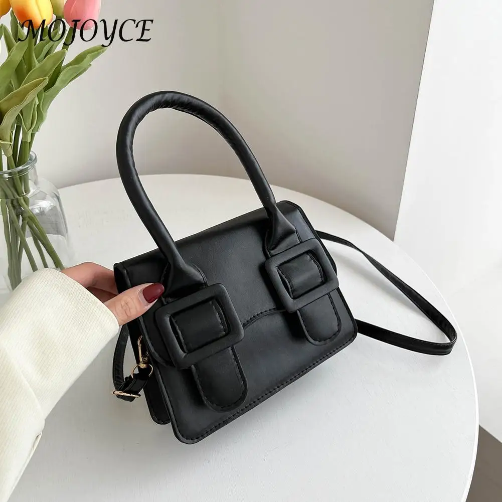 

Fashion Mini Cambridge Messenger Shoulder Bag Big Buckle Women Handbag PU Leather Solid Color Crossbody Bag Casual Tote Clutch