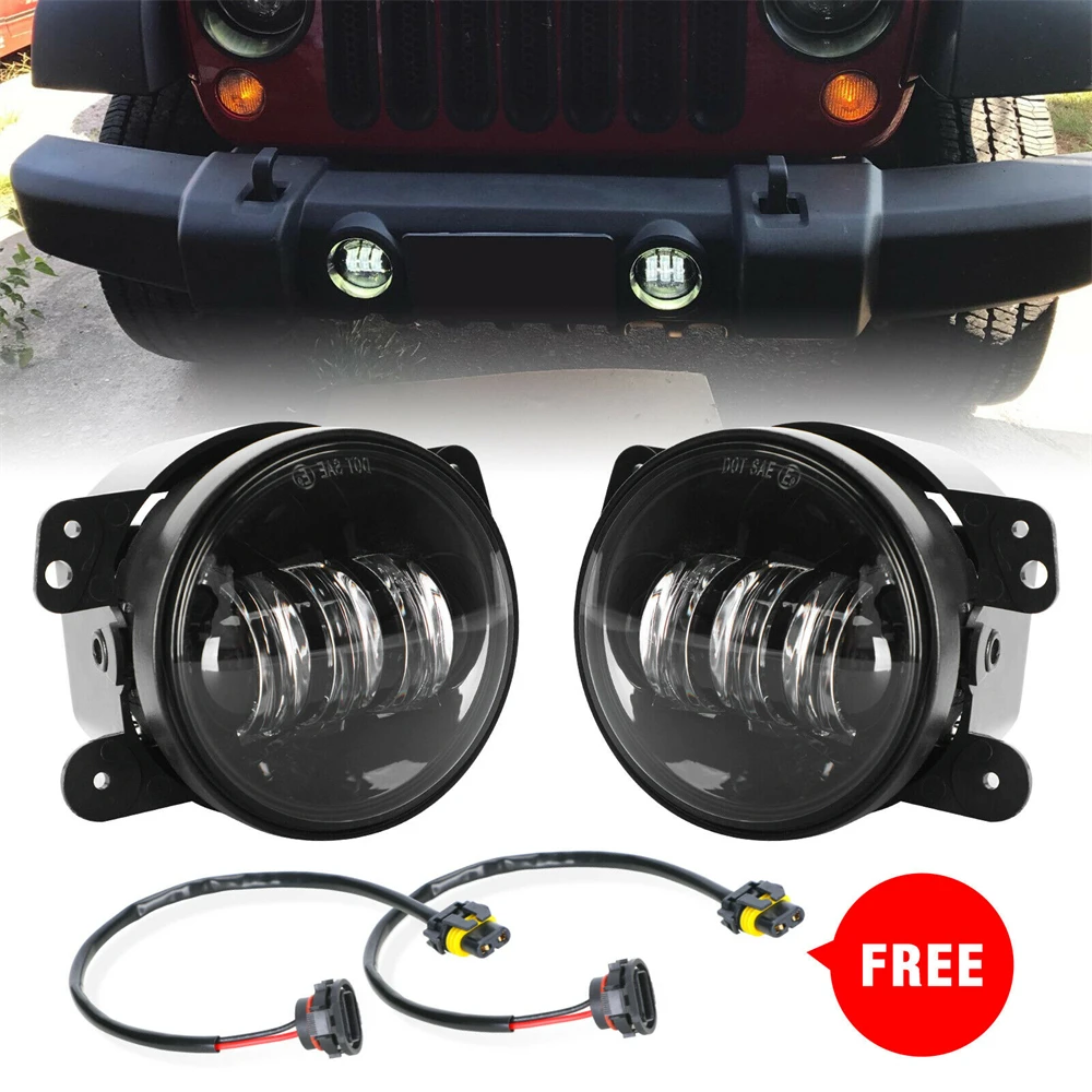 

30W Pair Round LED Fog Lights Clear Lens Bulbs for Jeep Wrangler JK Lada Vеstа Fоrd Fосus Dodge Journey 4 Inch Passing Fog Lamp