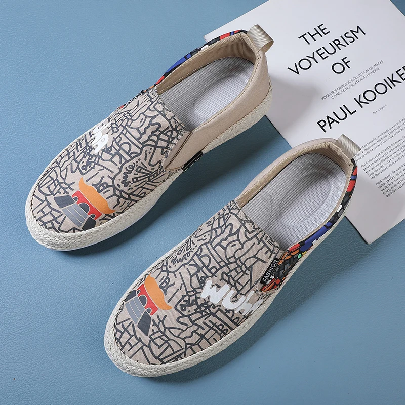 

Lightweight Canvas Sneakers Men's Shoes Summer Sneakers Men's Fisherman's Walking Shoes Slip-On Men Loafers Casual Driving Shoe