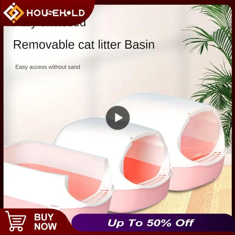 

Pet Accessories Cat Litter Basin Odor Proof Splash Proof Pet Litter Box Fully Enclosed Front Lift Cover Cat Excrement Basin