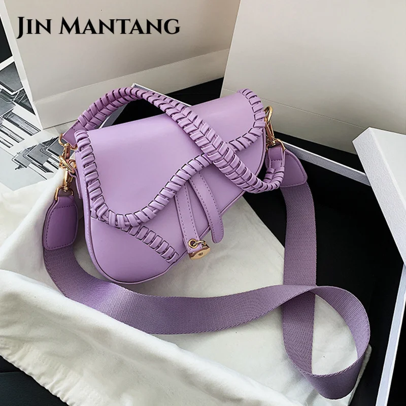 

2023 New Saddle Women Bag One Shoulder Handle Trend Casual Hasp Zipper PU Material Polyer Inside Lock Ornament Bag