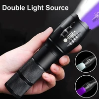 high power uv led flashilight rechargeable zoom fluorescent flashlights xpe camping lighting lamp torches scorpion detector