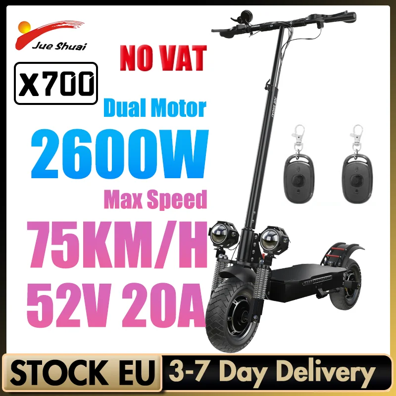 

Jueshuai X700 Electric Scooter 2600W Dual Motor 75KM/H Max Speed E Scooters Adults Folding trotinette électrique 10'' Tire
