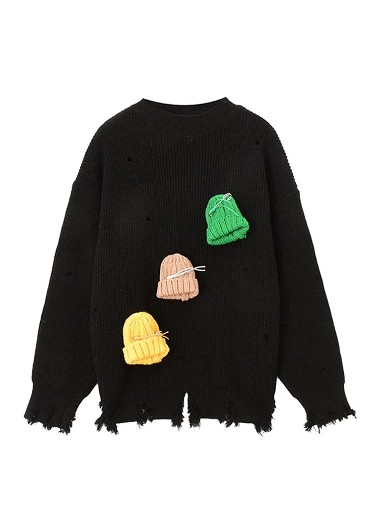 Женский винтажный свитер необычный Повседневный зимний свободный женский