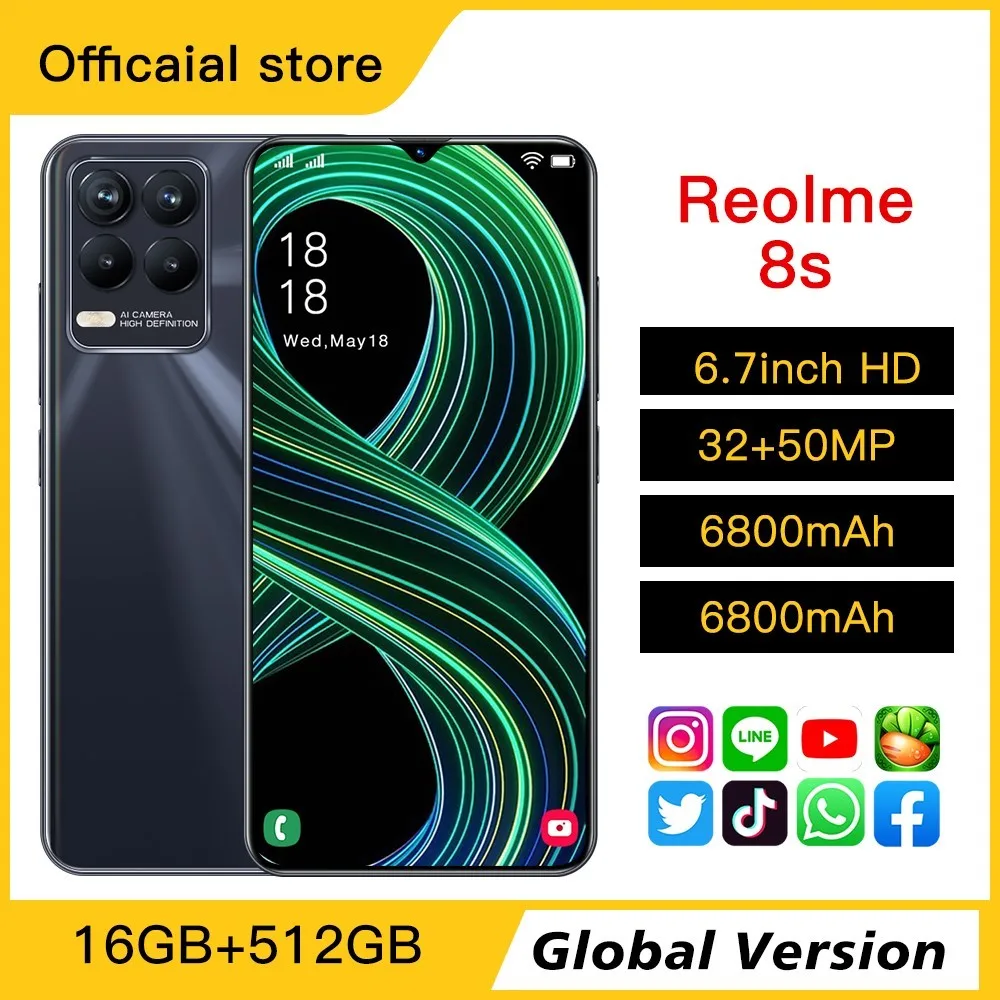 

Reolme8s 6.7-inch water drop screen 6800mAh phone Android smart phone