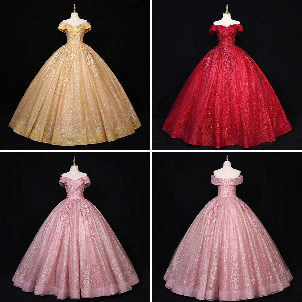 Разноцветное Vestidos роскошное платье Quinceanera с пайетками 2024 классическое бальное