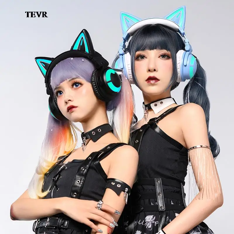 

Cute Cat Wireless Headphones Exclusive APP Control RGB Lights High Quality Casco Girl Cat Ears 100% Original Headphones