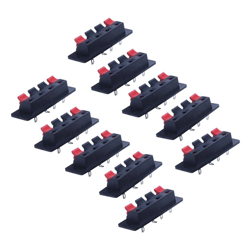 

10 Pcs 4 Pins Spring Loaded Push Type Speaker Terminal Board 64X25mm
