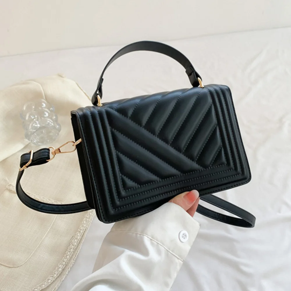 

2023 New Women Handbags Solid Color Shoulder Bags Stripe Square Messenger Bags Casual Fashion Pu Leather Bags Hot Sell Bags