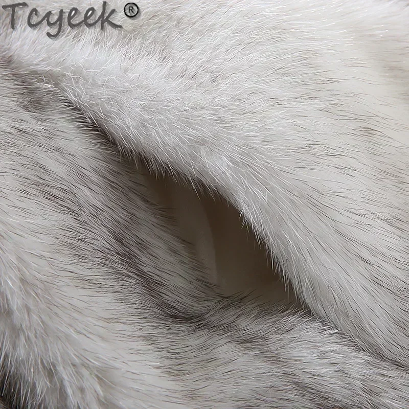 Tcyeek Роскошная куртка из натурального норкового меха средней длины пальто