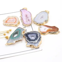 natural stone pendants irregular colorful agate stone charms for jewelry making women necklace gift accessories