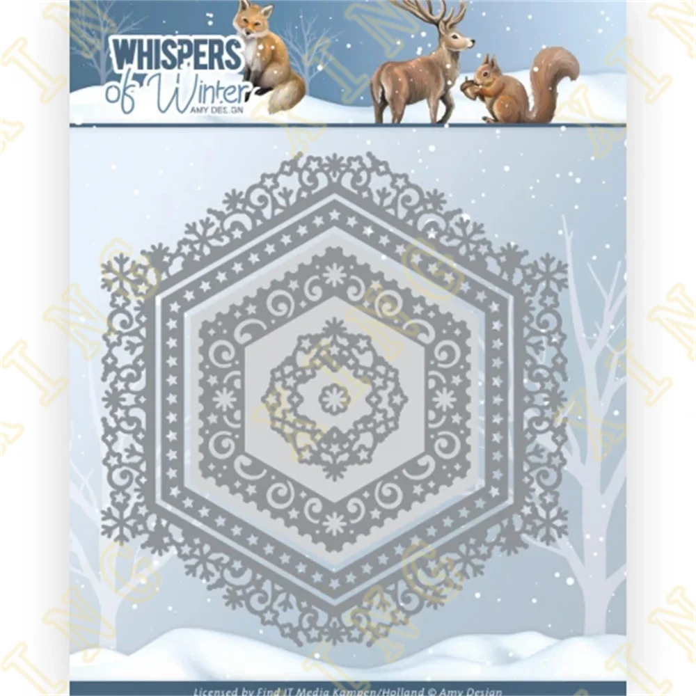 

New Arrival Winter Hexagon Metal Cutting Dies Scrapbook Diary Decoration Stencil Embossing Template Diy Greeting Card Handmade
