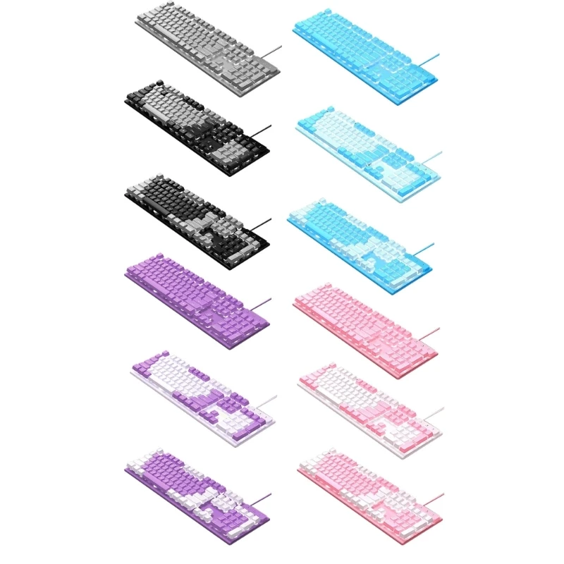 

USB Проводная светодиодный вая клавиатура со светодиодной радужной подсветкой, клавиатура с 104 клавишами для ПК/ноутбука