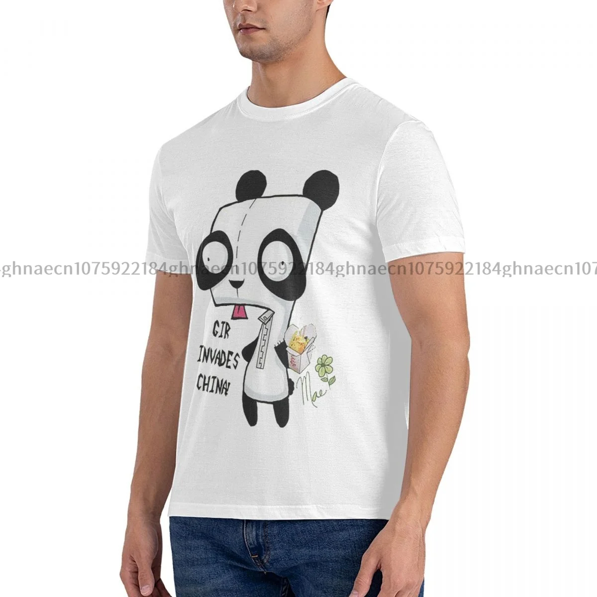 

Мужская рубашка с принтом панды, хлопковая одежда с графическим принтом Zim, повседневные футболки с коротким рукавом, футболка с идеей подарка