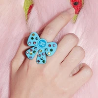 y2k jewelry embedded colorful crystal bow rings for women fashion korea harajuku rings design sense accessories 90s aesthetic